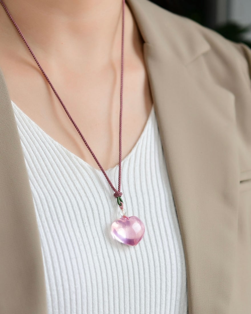 Pink Crystal Heart-shaped Pendant - 6