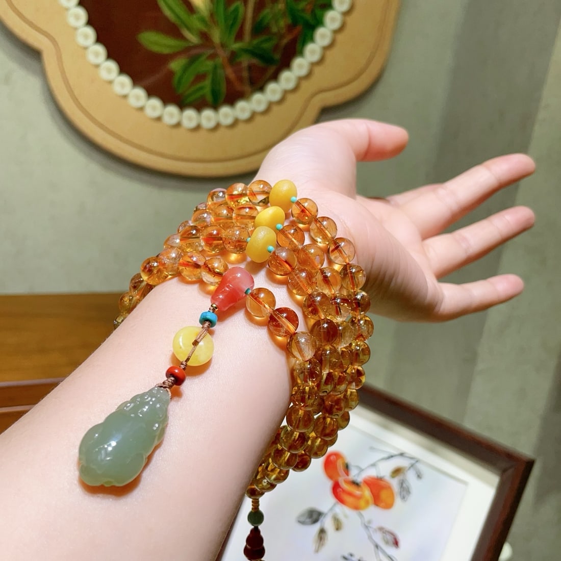 Hand knitting Yellow Citrine Hand Chain & Pixiu Pendant - 3