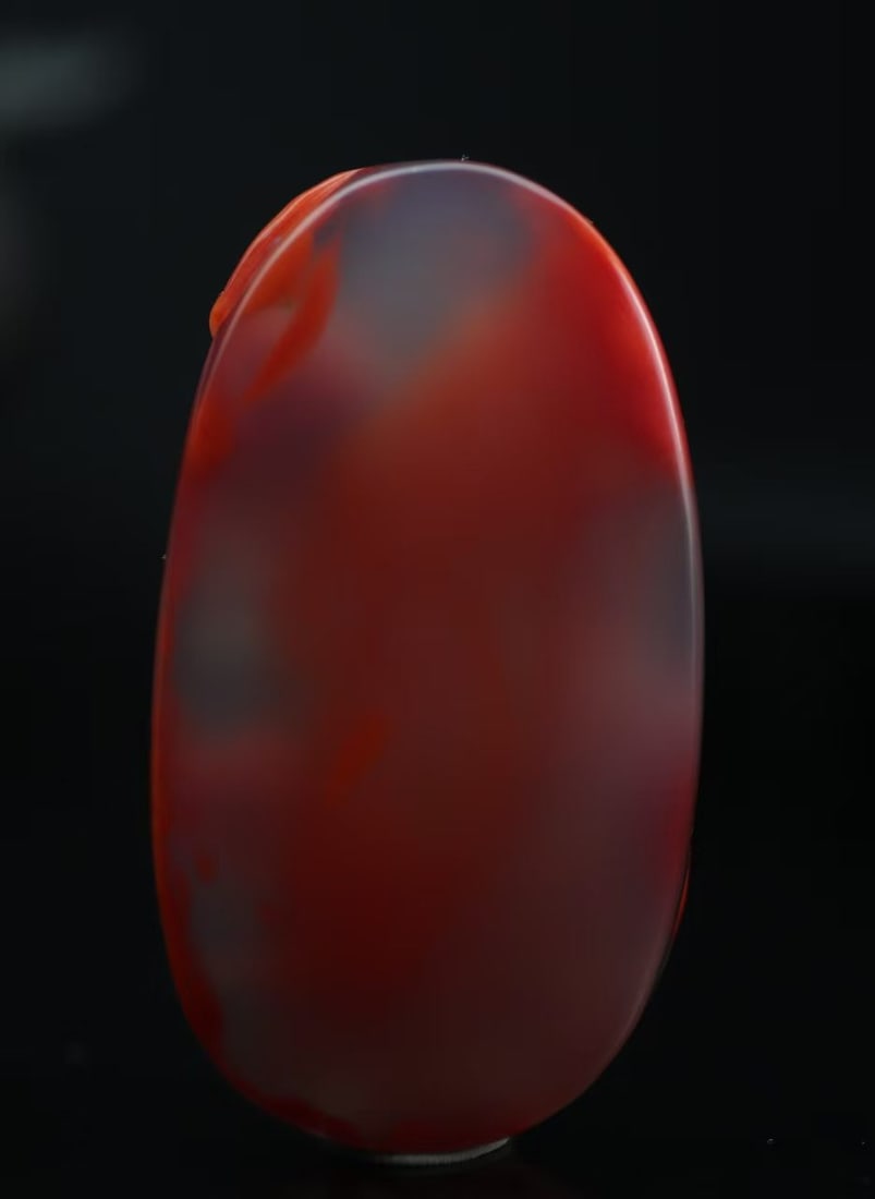 Nanhong Agate Hand-Carved Magpie plum blossom Pendant with Certificate - 4