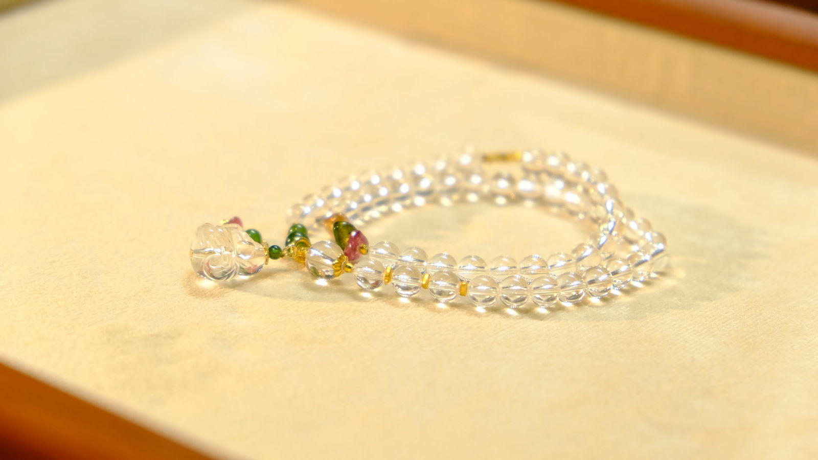 White Crystal & Tourmaline Hand Chain - 2
