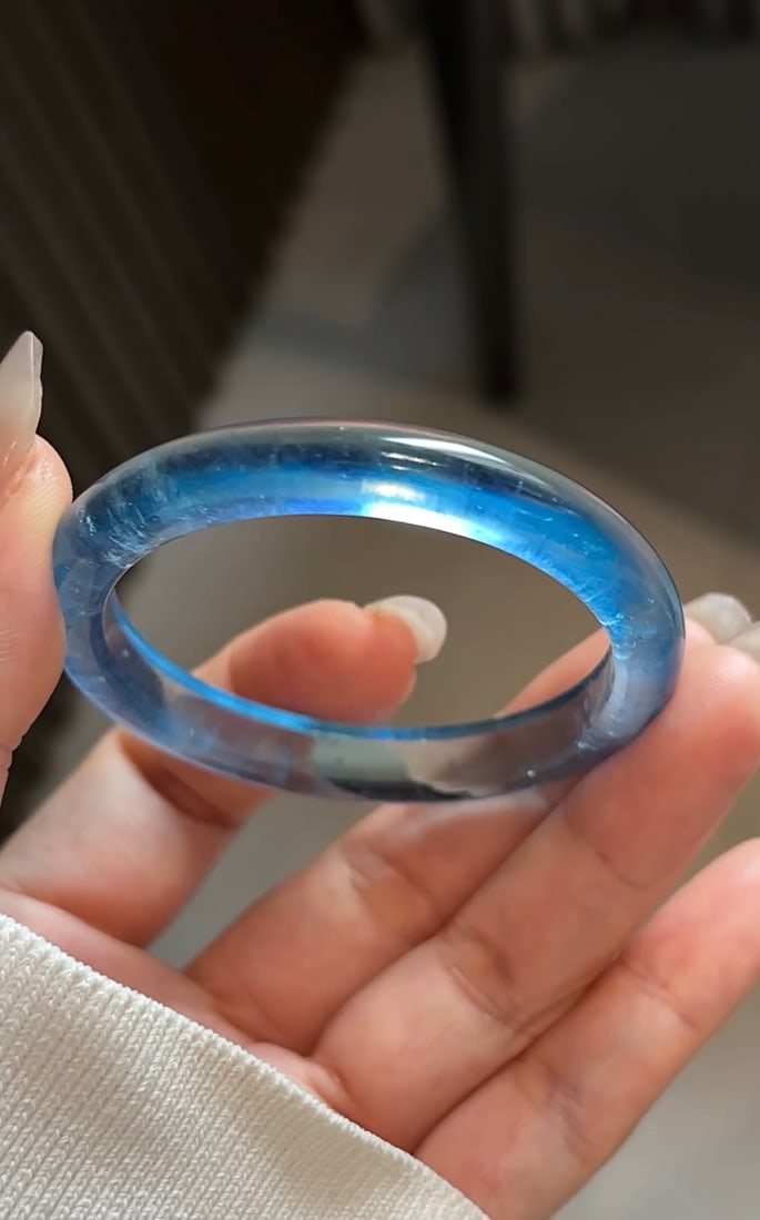 Inside Diameter 51.3mm Aquamarine Bracelet Bangle - 7