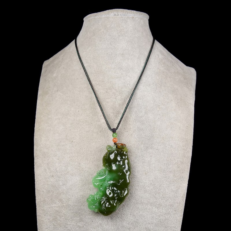 Green Hetian Jade Pendant - Monkey - 7
