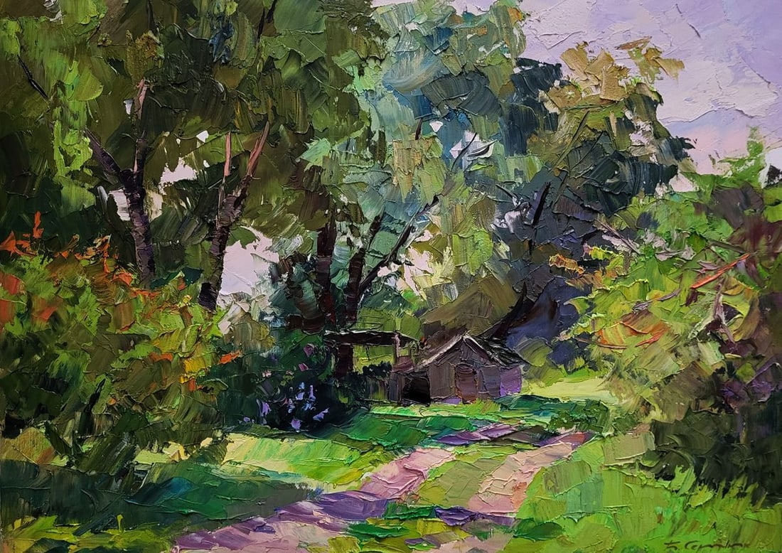 Oil painting Green leaves of spring Boris Serdyuk: Title: Oil painting Green leaves of spring Boris Serdyuk Description: NoSERB 1224The Oil painting on Canvas titled "Green Leaves of Spring" invites the viewer into a lush, serene world where the