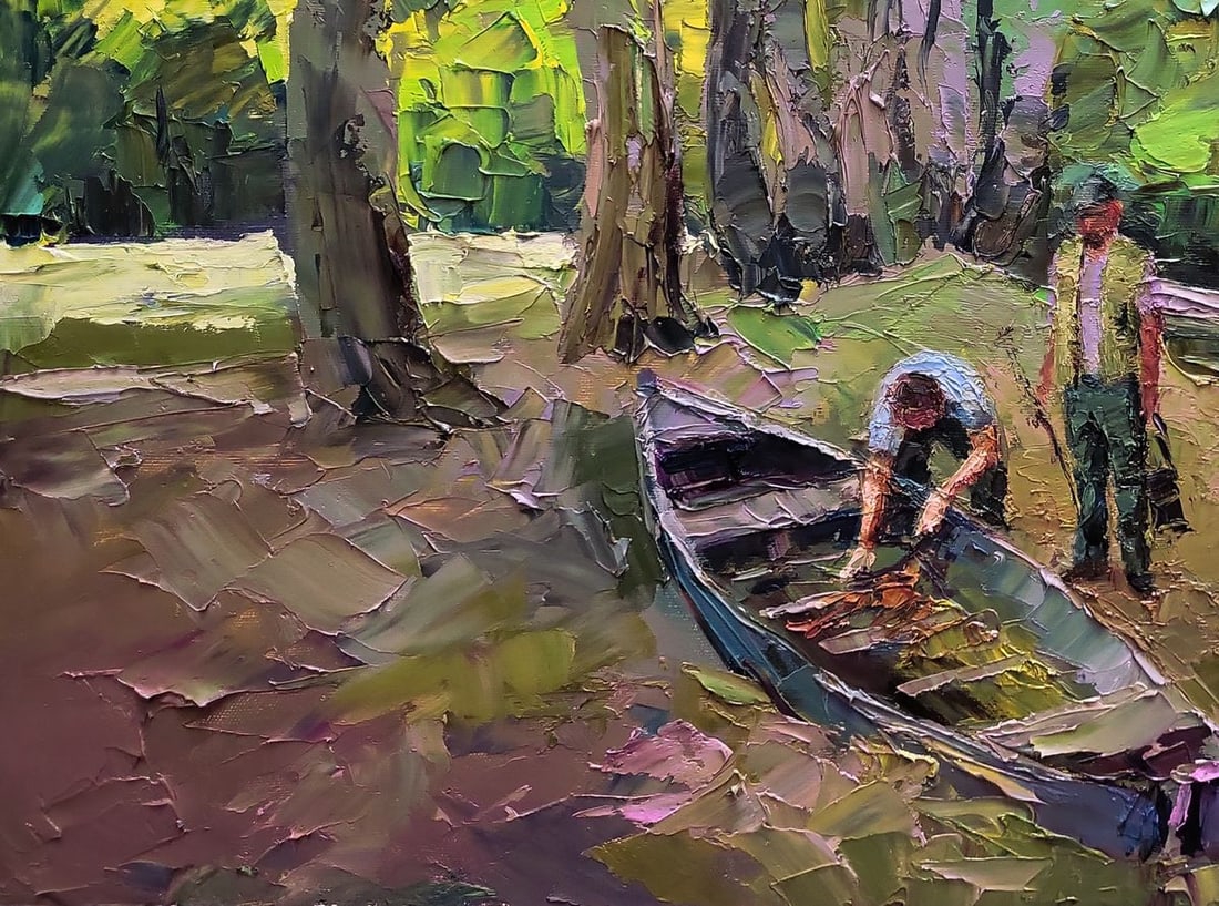 Oil painting A boat near the shore Boris Serdyuk - 5