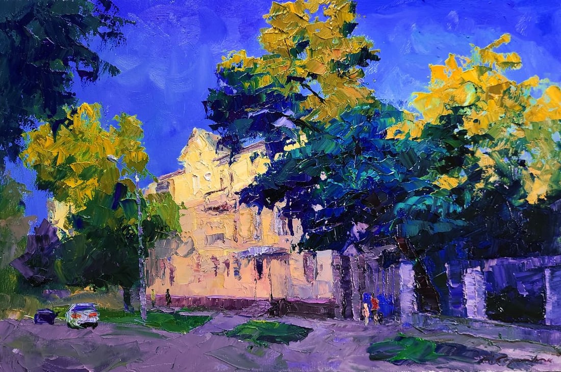 Oil painting Morning in the City Boris Serdyuk: Title: Oil painting Morning in the City Boris Serdyuk Description: NoSERB 1260Oil painting Morning in the City Boris Serdyuk captures the quiet rhythm of an awakening urban landscape, rendered with co