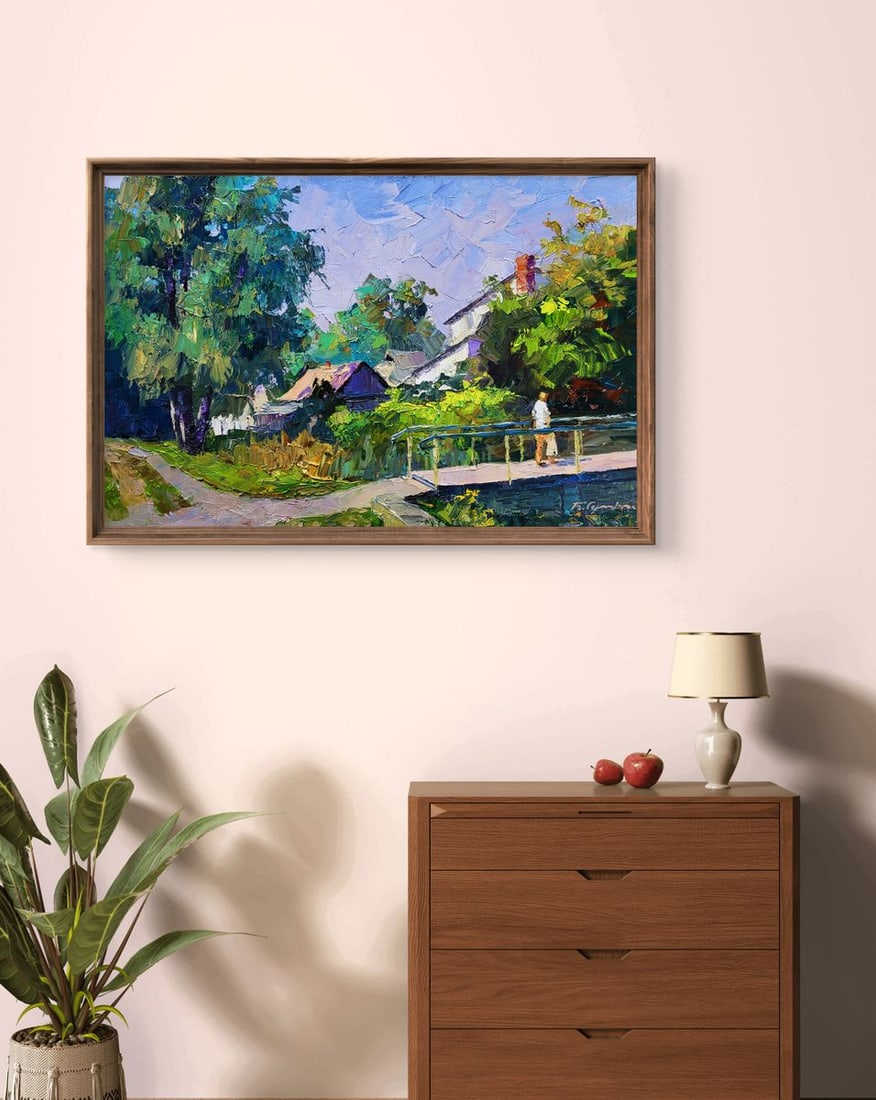 Oil painting Over the bridge in the forest Boris Serdyuk - 3