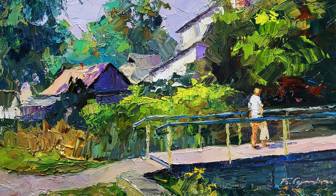 Oil painting Over the bridge in the forest Boris Serdyuk - 7