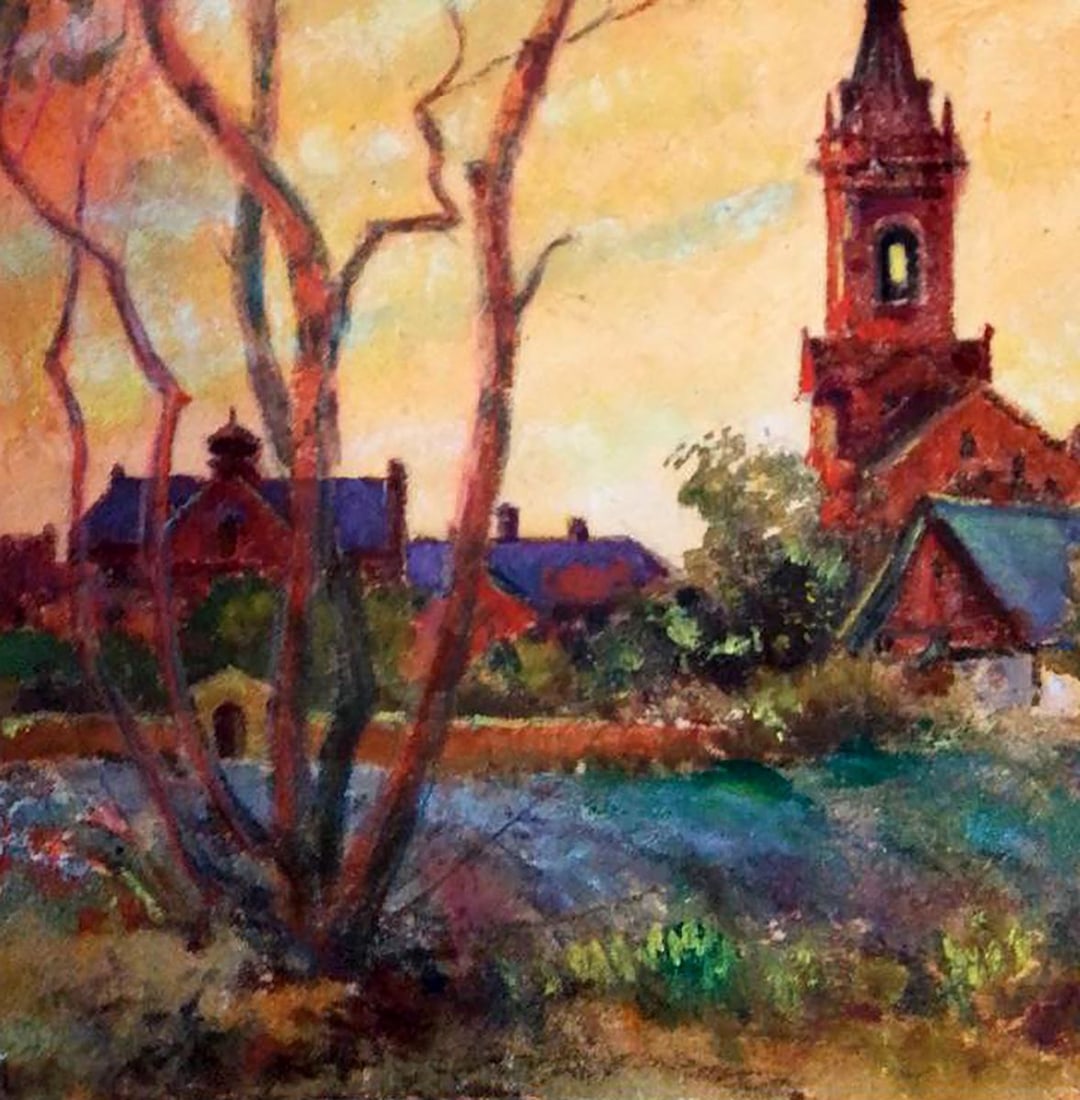 Oil painting Old church in the village Vitaly Duhnevich - 4