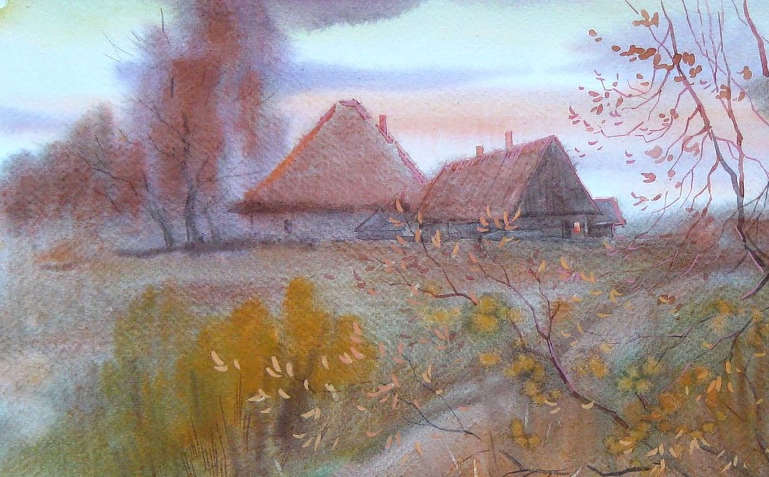 Watercolor painting Native lands Valery Savenets - 2