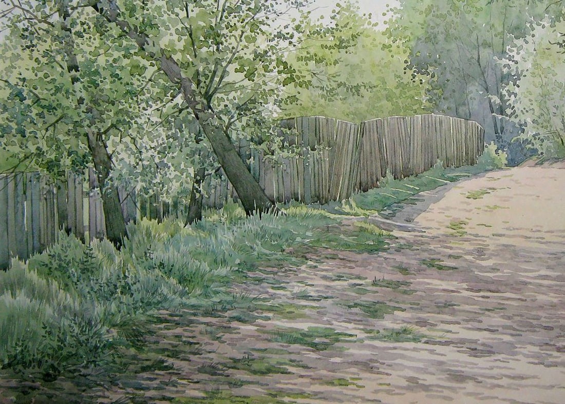 Watercolor painting Road to the river Valery Savenets - 4