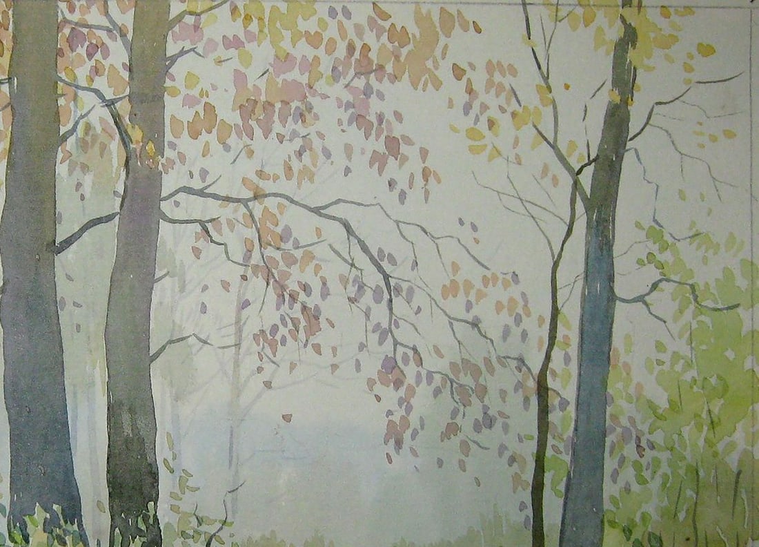 Watercolor painting Foggy forest Valery Savenets - 3