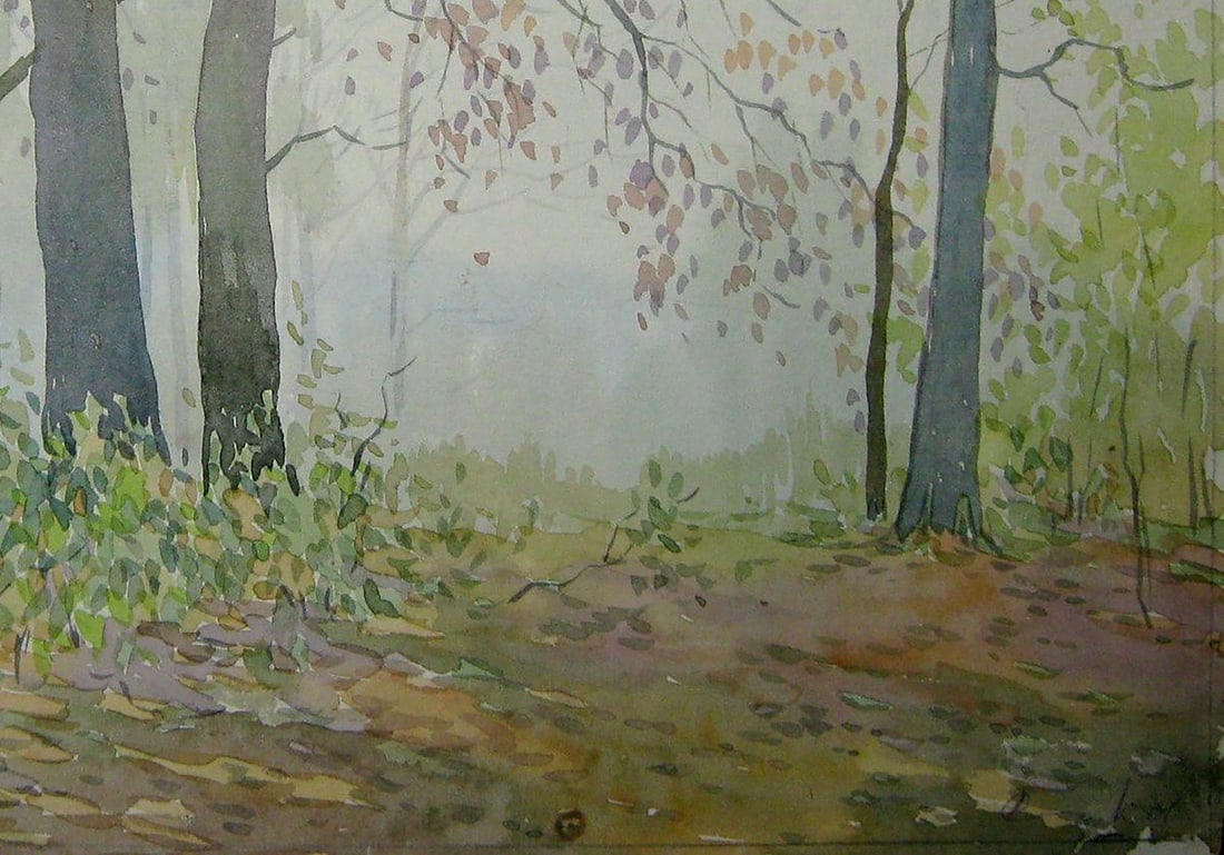 Watercolor painting Foggy forest Valery Savenets - 5