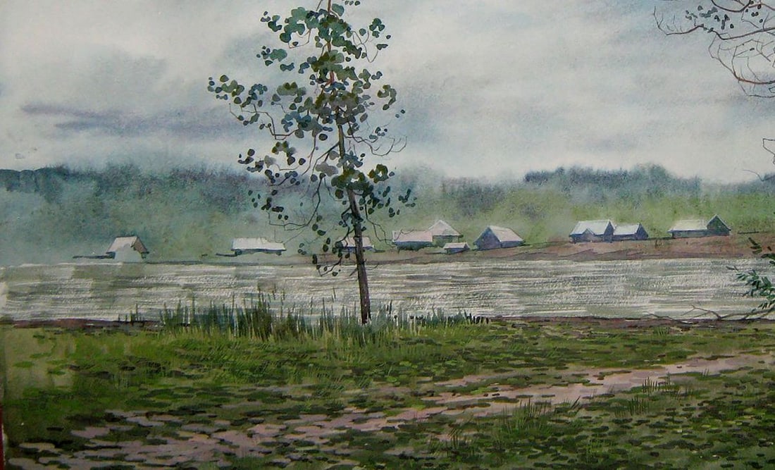 Watercolor painting Gloomy day Valery Savenets - 4