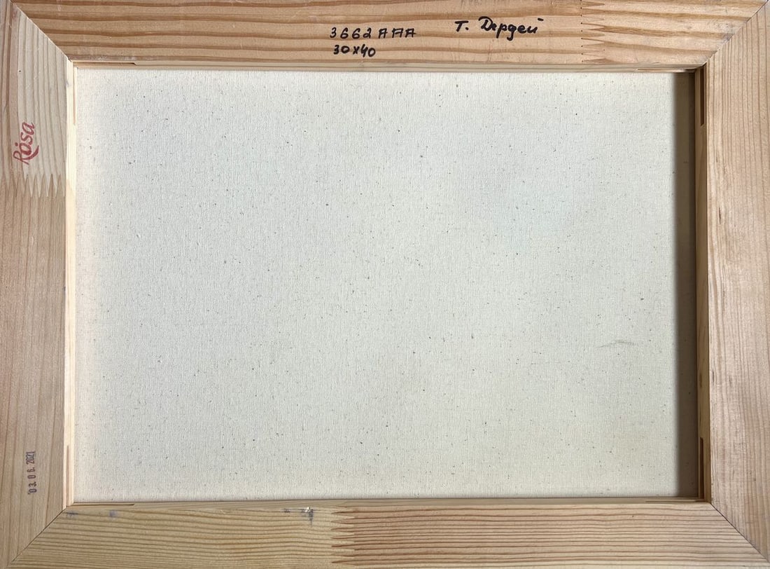 Oil painting Northern Lights over the village Tatyana Derdey - 11