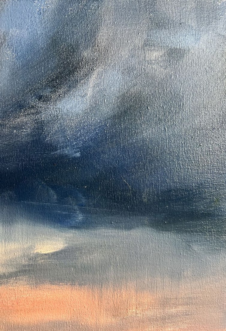 Oil painting Northern Lights over the village Tatyana Derdey - 6