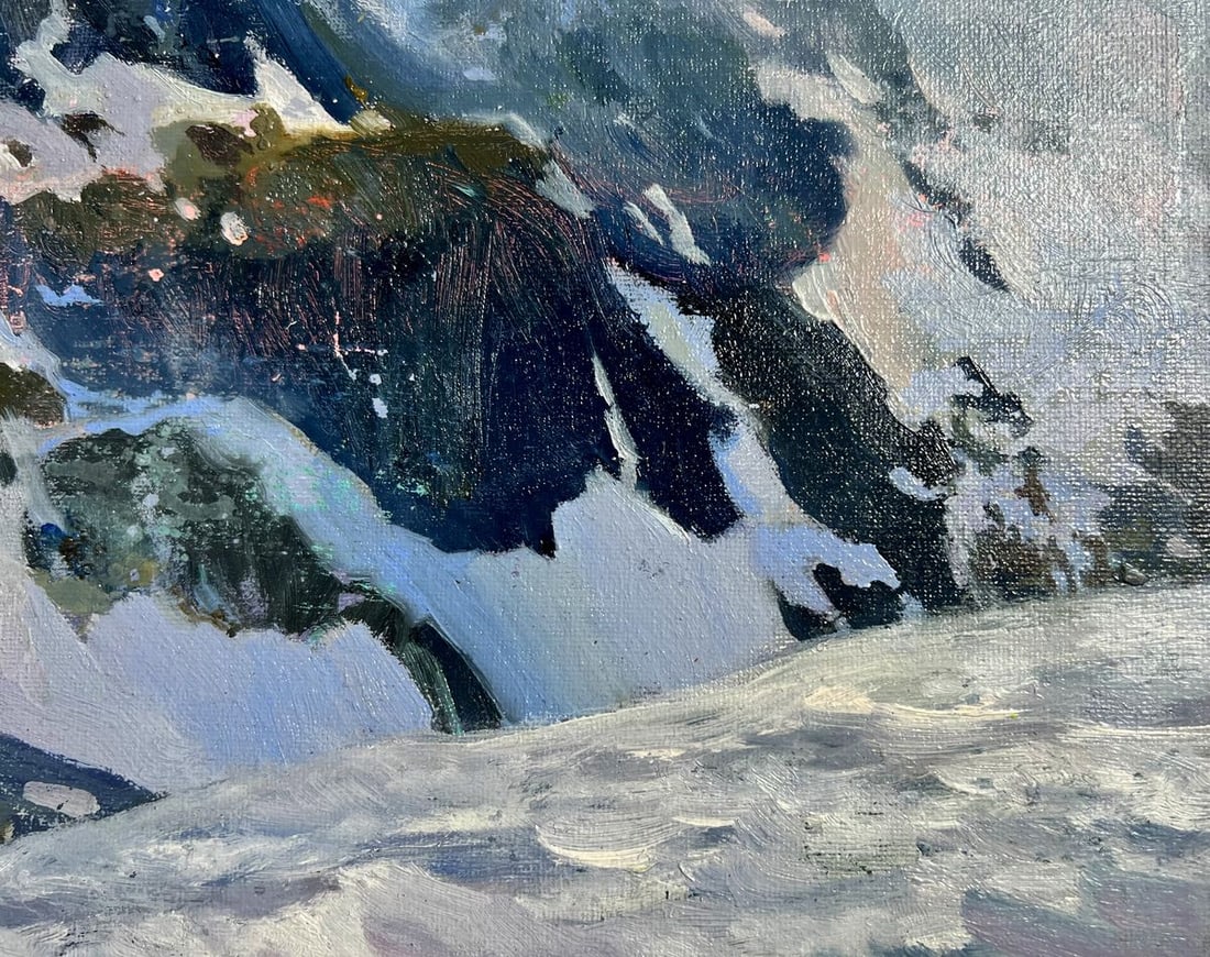 Oil painting On top of a snowy mountain Tatyana Derdey - 6