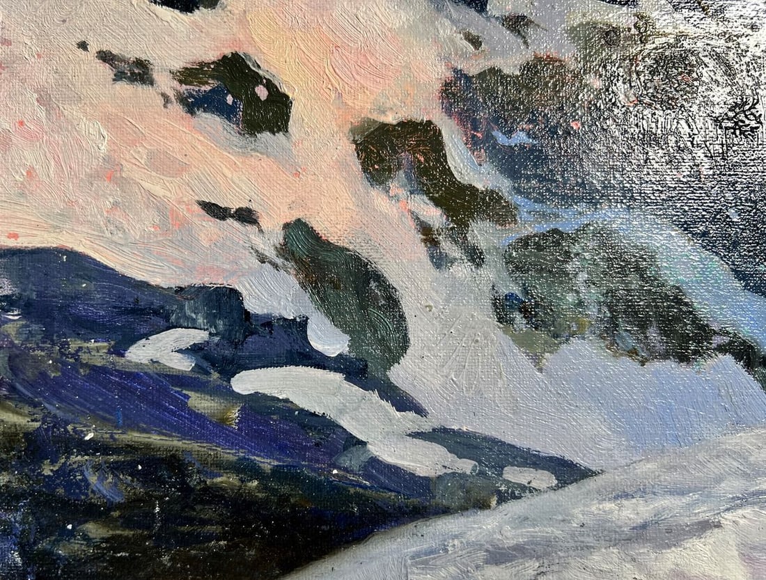 Oil painting On top of a snowy mountain Tatyana Derdey - 7