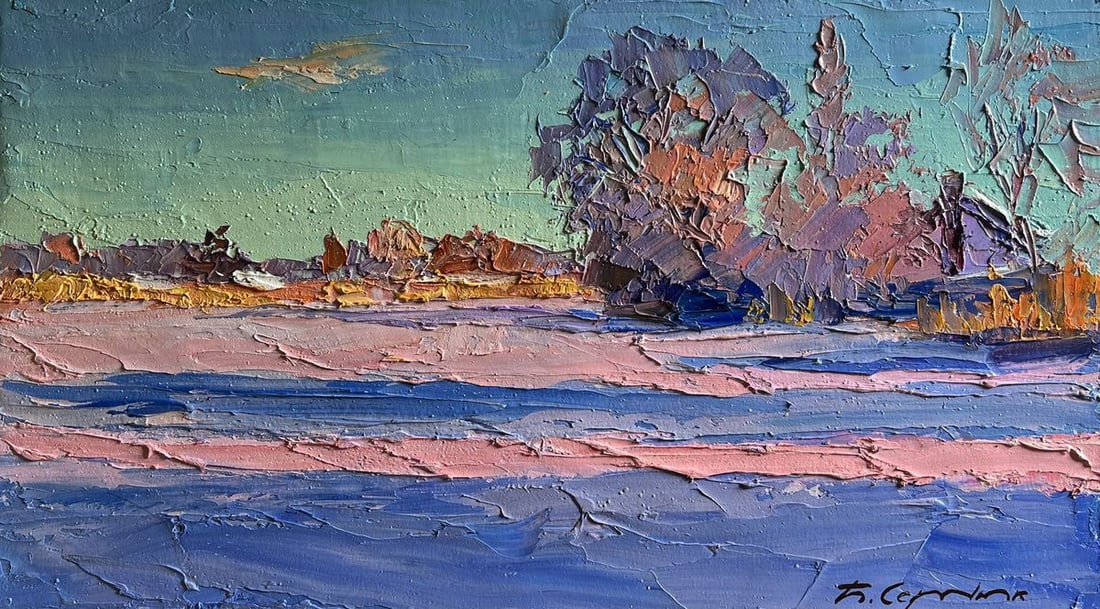 Oil painting Pink morning in winter Boris Serdyuk - 3