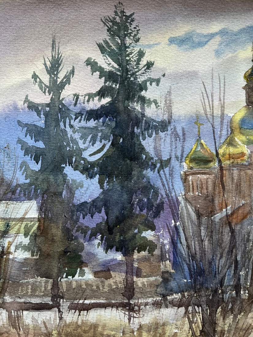 Watercolor painting Church in Yaremche V. Mishurovsky - 5