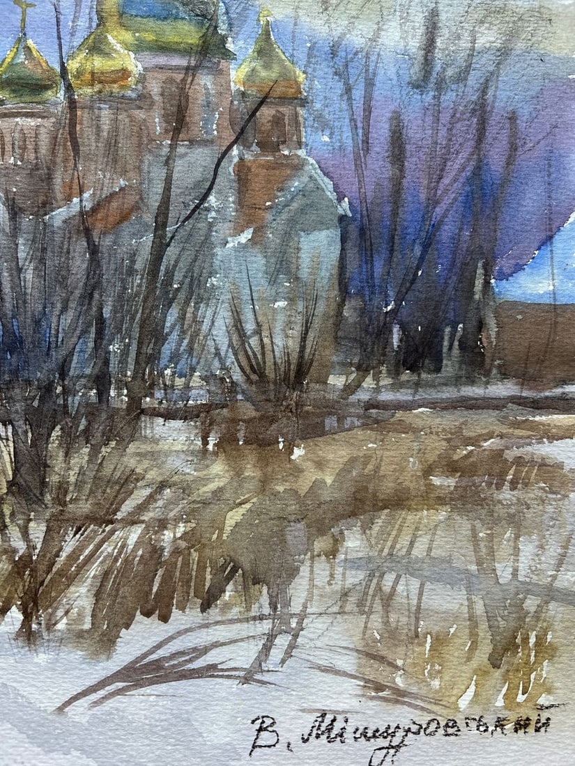 Watercolor painting Church in Yaremche V. Mishurovsky - 6