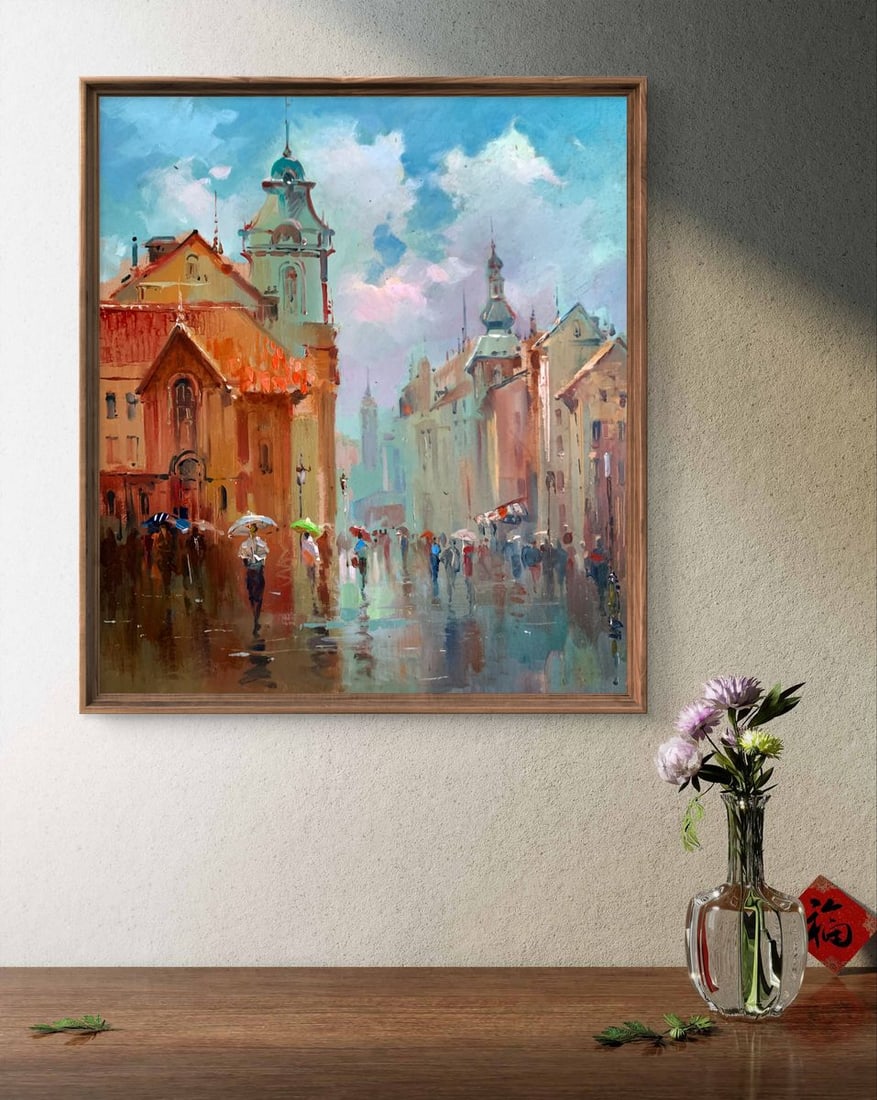 Oil painting Dynamics of urban life Yuriy Suprunchuk - 2