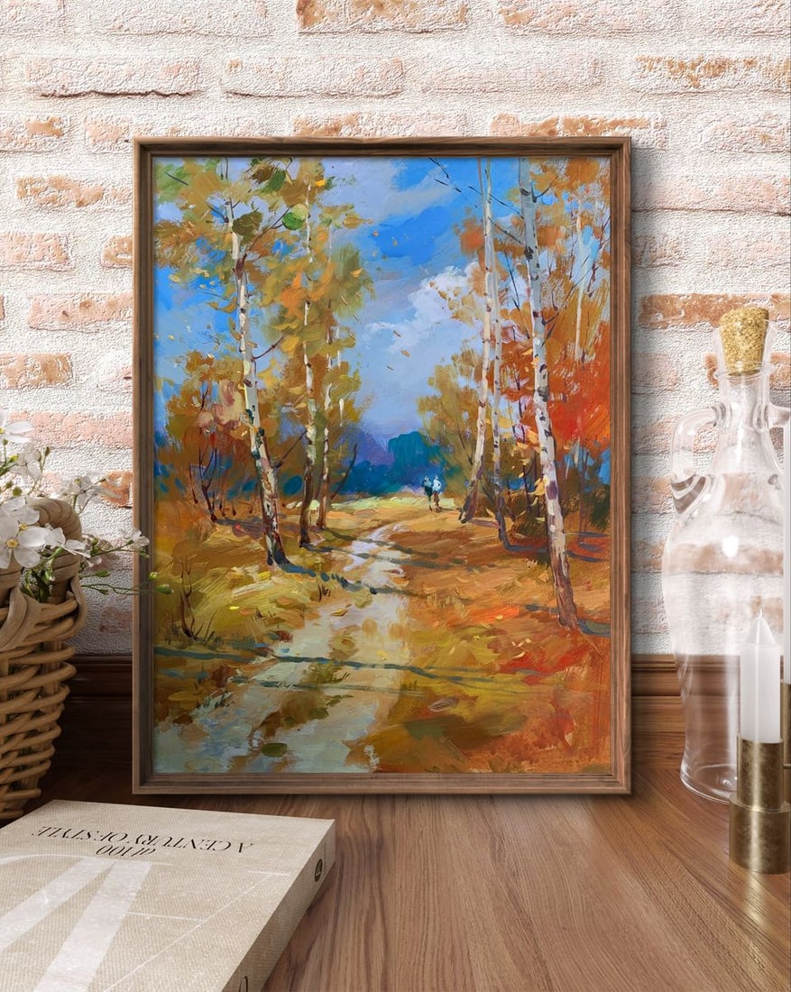 Oil painting Jogging through the autumn forest Yuriy Suprunchuk - 2