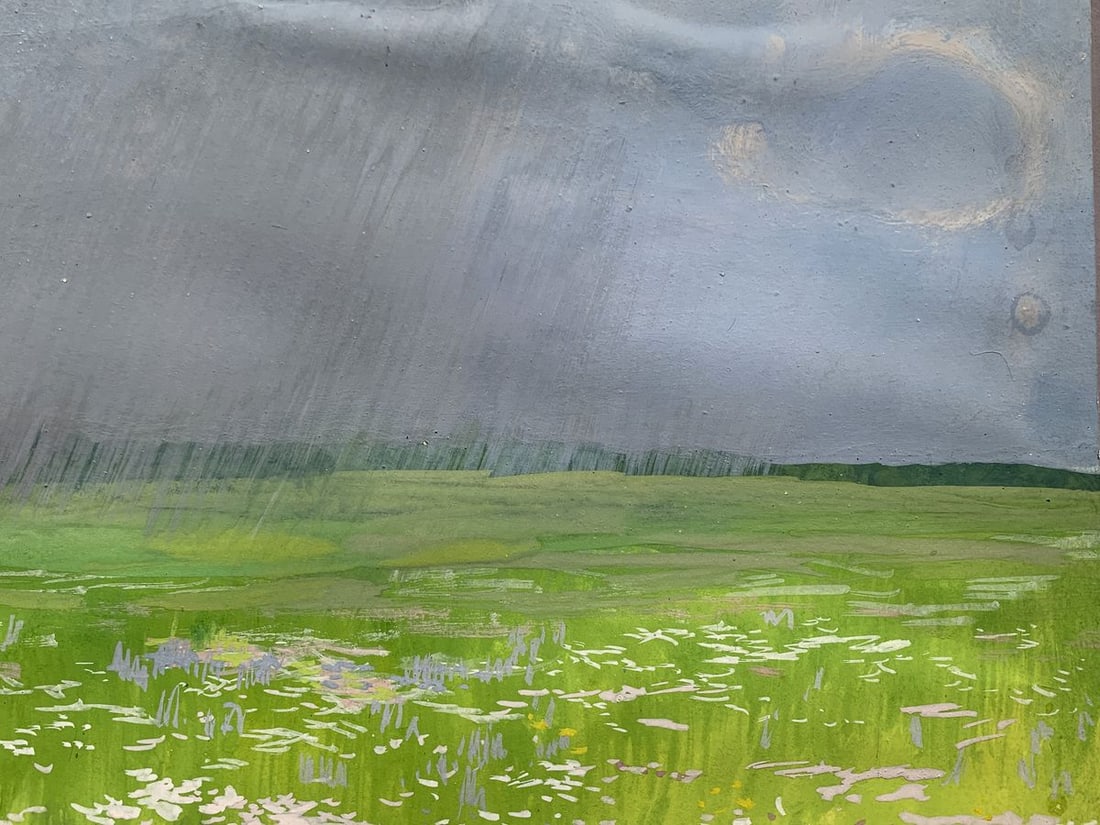 Watercolor painting Summer rain in the middle of the field Ivan Tsyupka - 7
