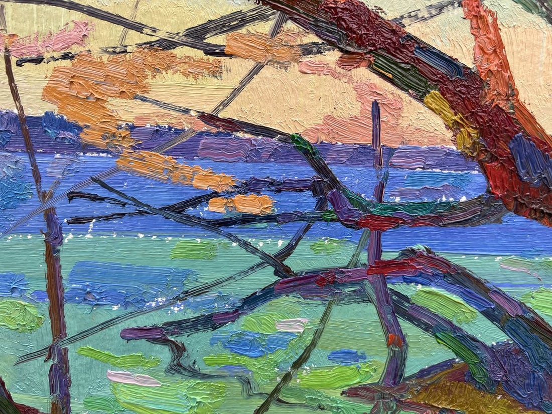 Abstract oil painting autumn coast Peter Dobrev - 6