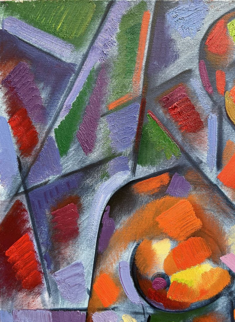 Abstract oil painting two girls Peter Dobrev - 2