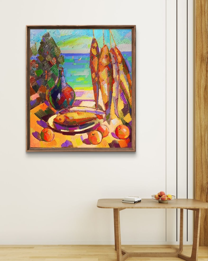 Oil painting Fish and fruit Peter Dobrev - 2
