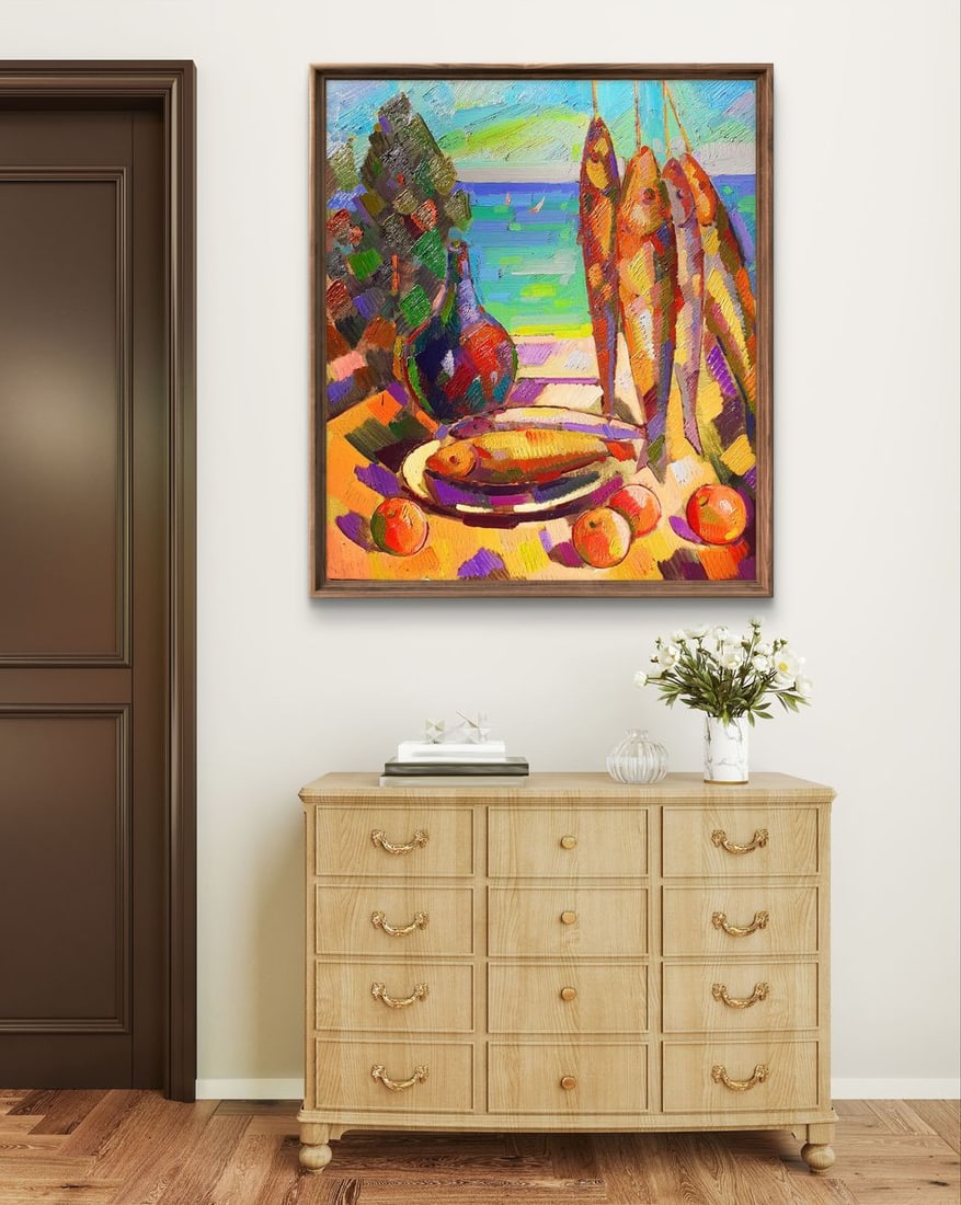 Oil painting Fish and fruit Peter Dobrev - 3