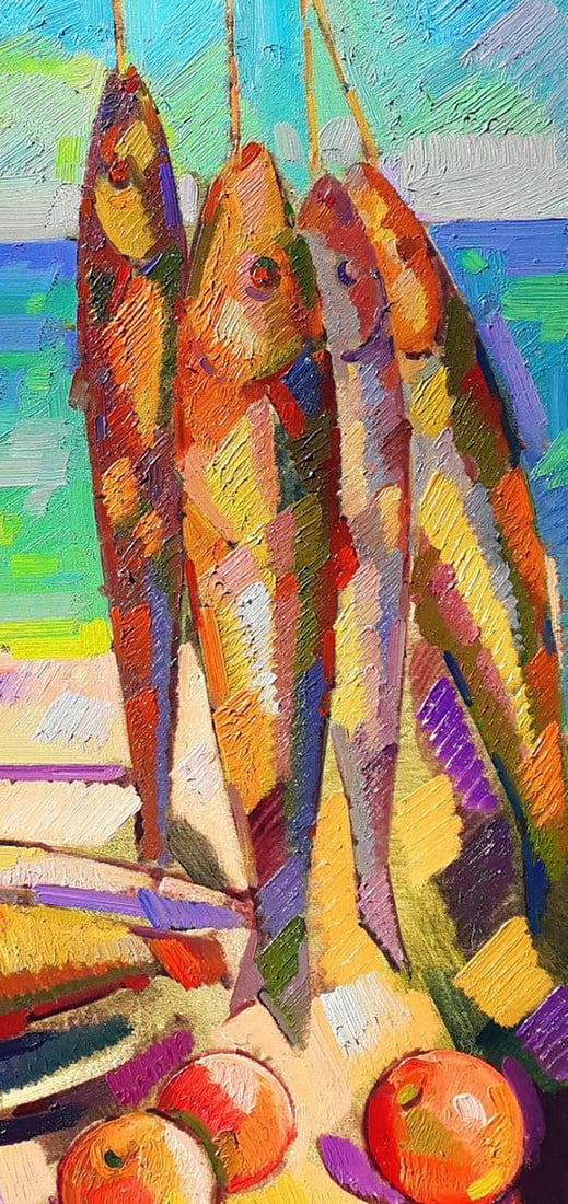 Oil painting Fish and fruit Peter Dobrev - 8