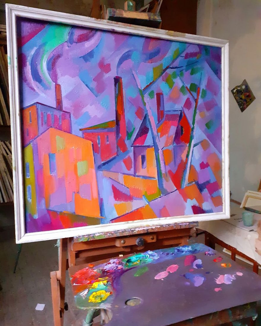 Oil painting Industrial motive Peter Dobrev - 7