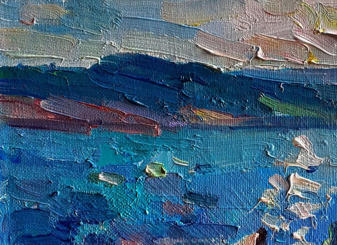 Oil painting A lonely boat on the river bank Pavel Dobrev - 4