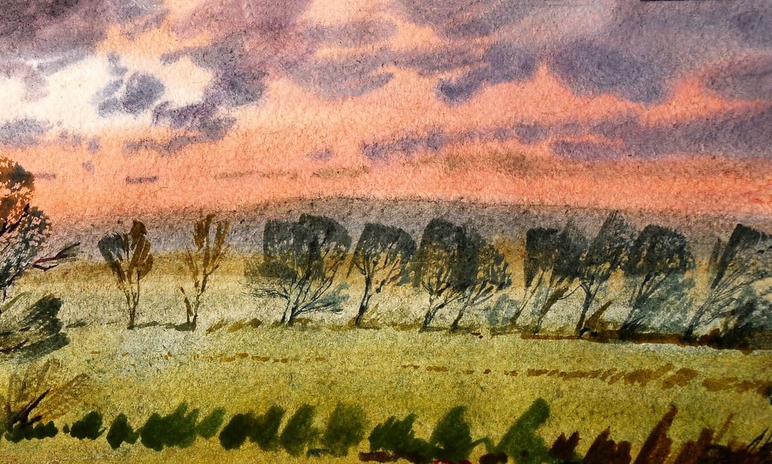 Watercolor painting By the evening Egor Shvachunov - 3