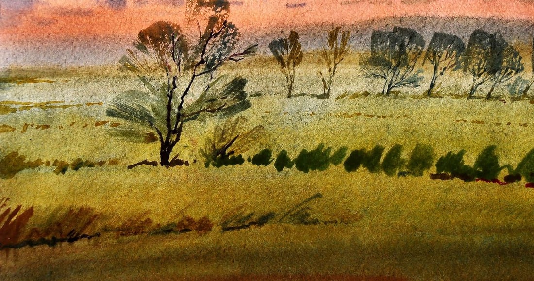 Watercolor painting By the evening Egor Shvachunov - 4