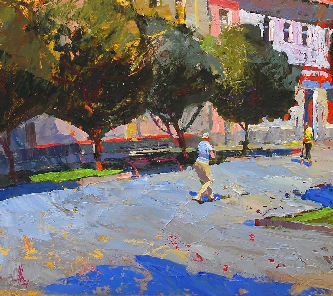 Oil painting Summer in the city Egor Shvachunov - 4