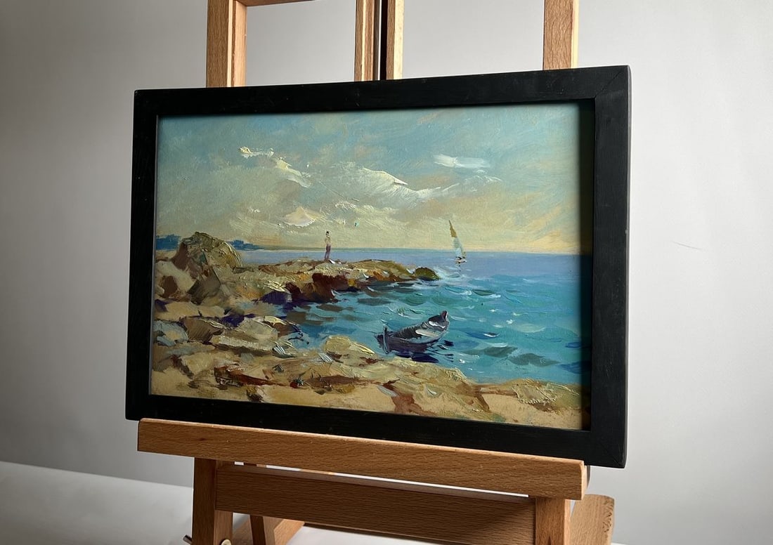 Oil painting Admire the sunset at sea Yuriy Suprunchuk - 2