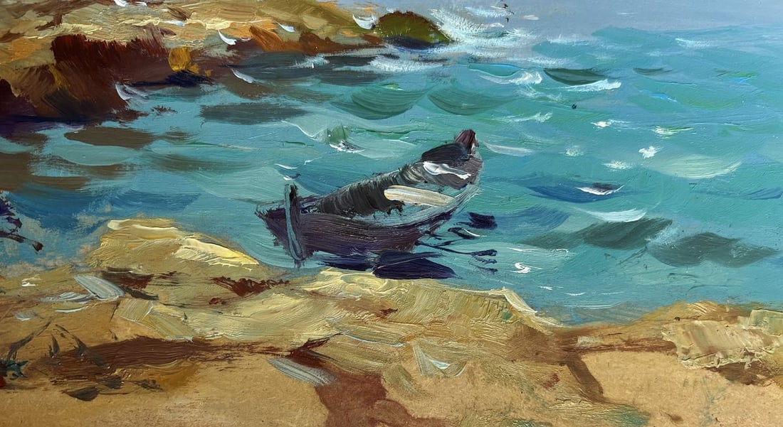 Oil painting Admire the sunset at sea Yuriy Suprunchuk - 9