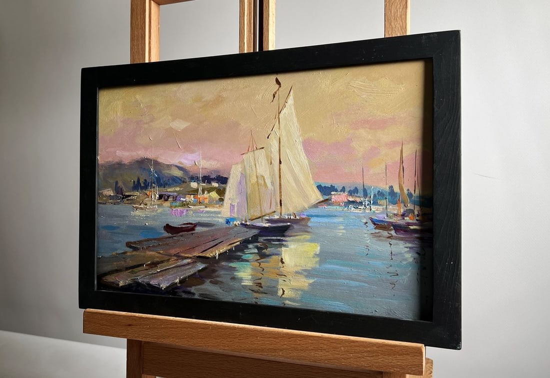 Oil painting Scarlet sunset on the ferry Yuriy Suprunchuk - 2