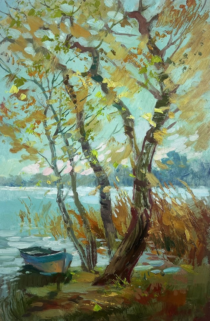 Oil painting Windy weather by the river Yuriy Suprunchuk - 3