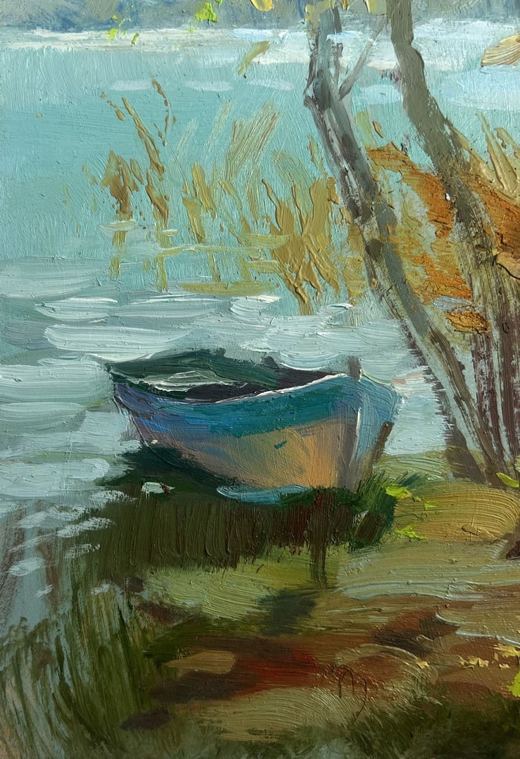 Oil painting Windy weather by the river Yuriy Suprunchuk - 7