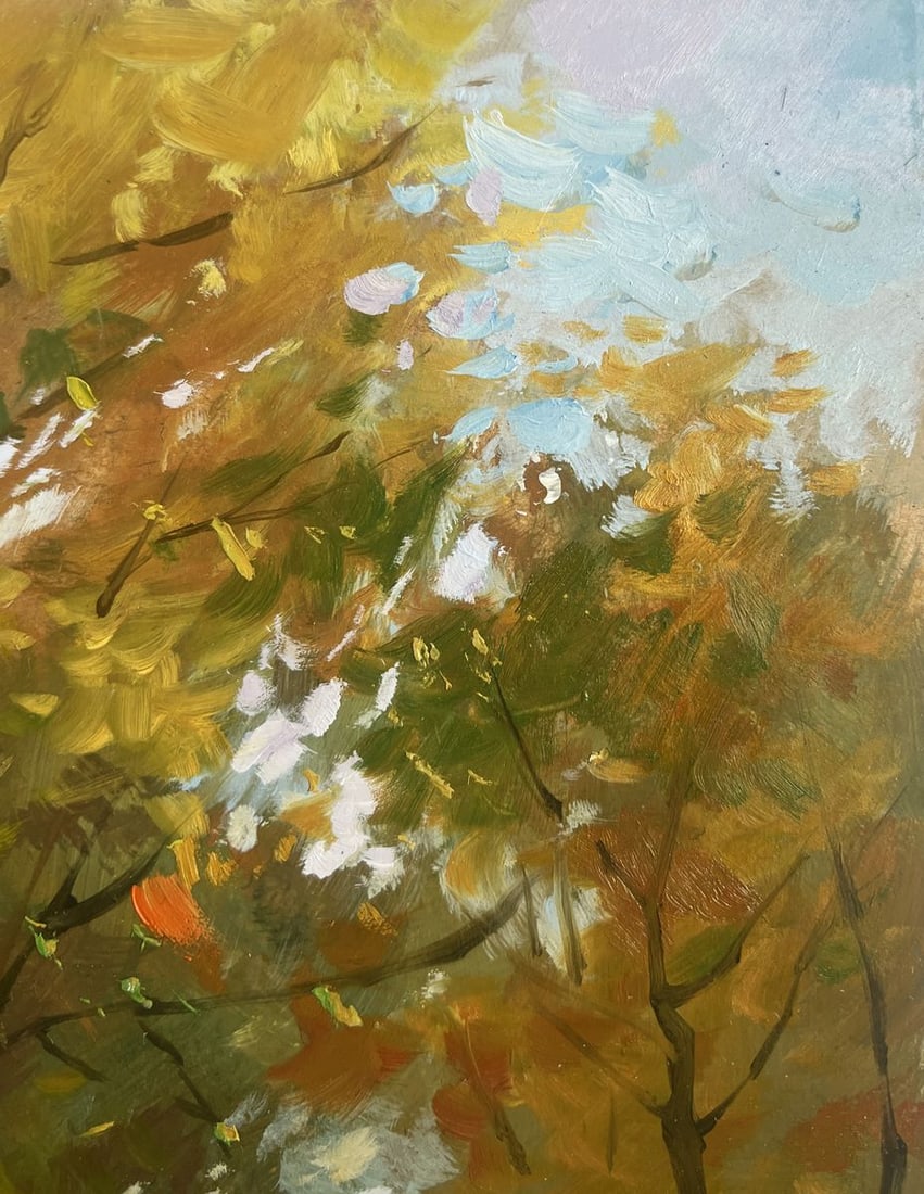 Oil painting Walking in the autumn city park Yuriy Suprunchuk - 5