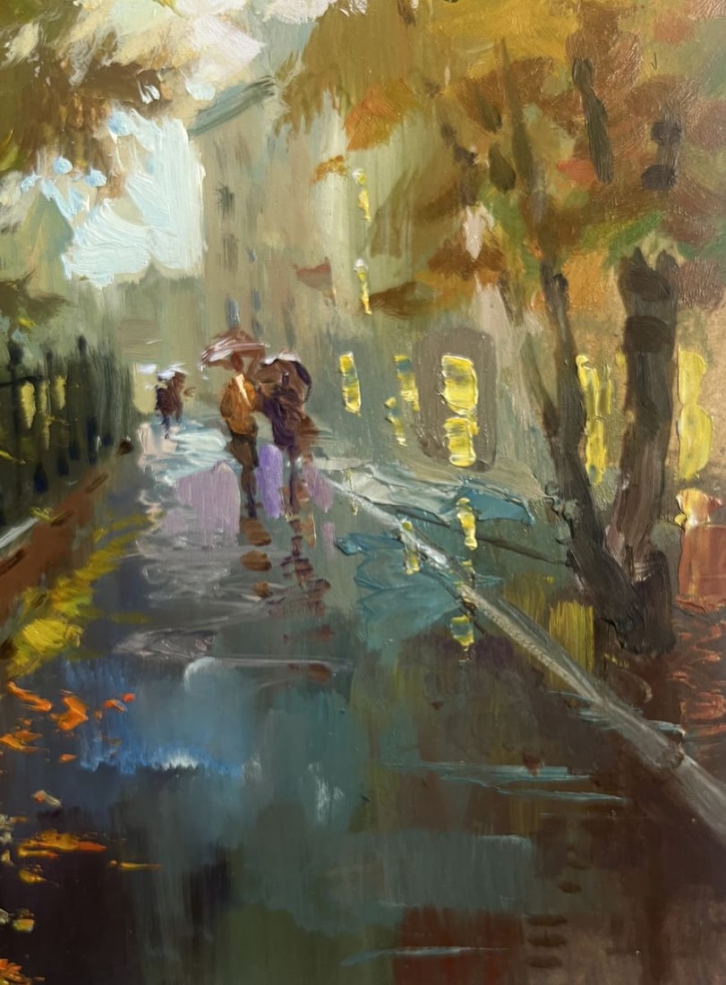 Oil painting Walking in the autumn city park Yuriy Suprunchuk - 8