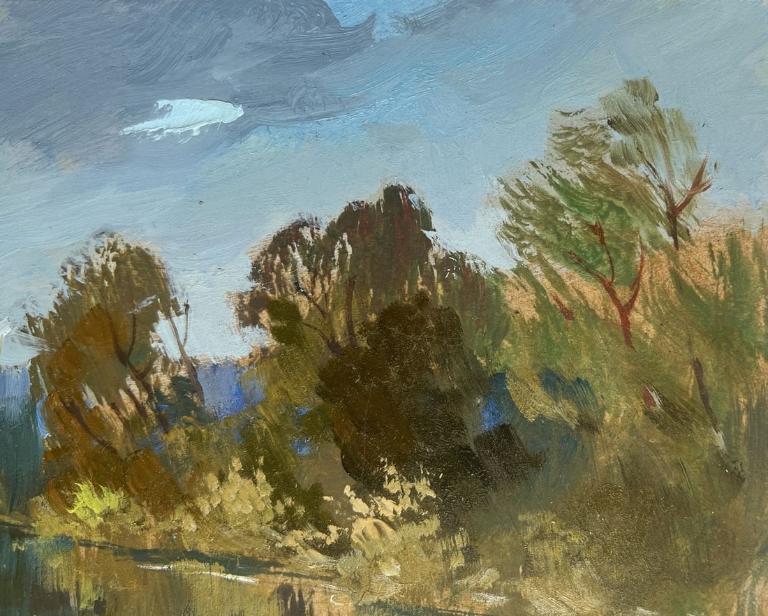 Oil painting Ferry on a long river Yuriy Suprunchuk - 4