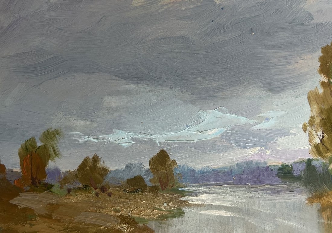 Oil painting Ferry on a long river Yuriy Suprunchuk - 6