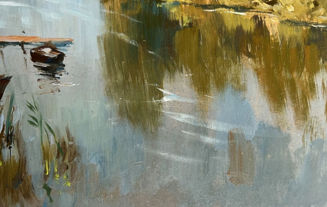 Oil painting Ferry on a long river Yuriy Suprunchuk - 8