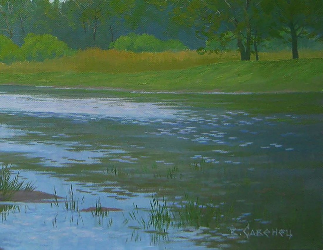 Oil painting On the summer lake Valery Savenets - 2