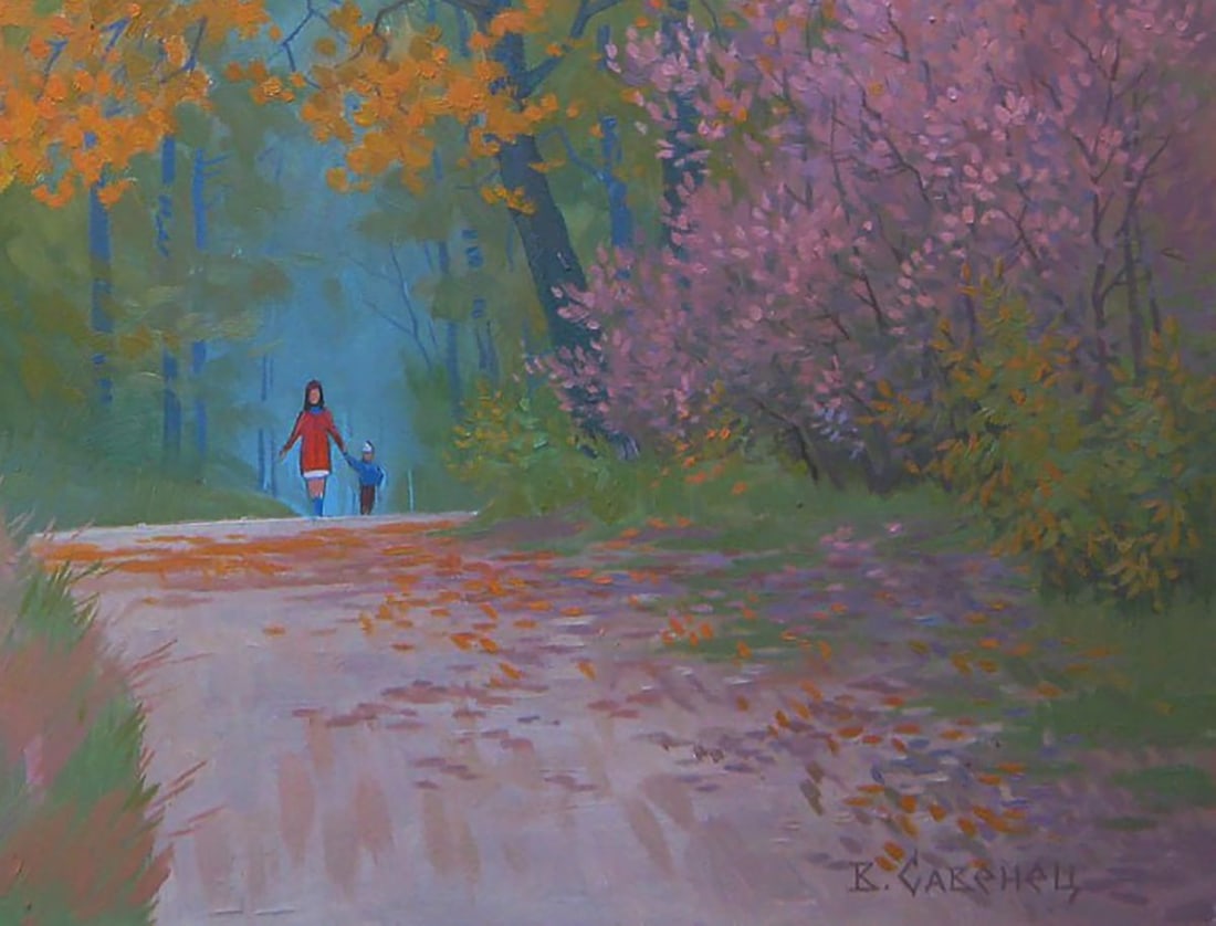 Oil painting Walk in the forest Valery Savenets - 2