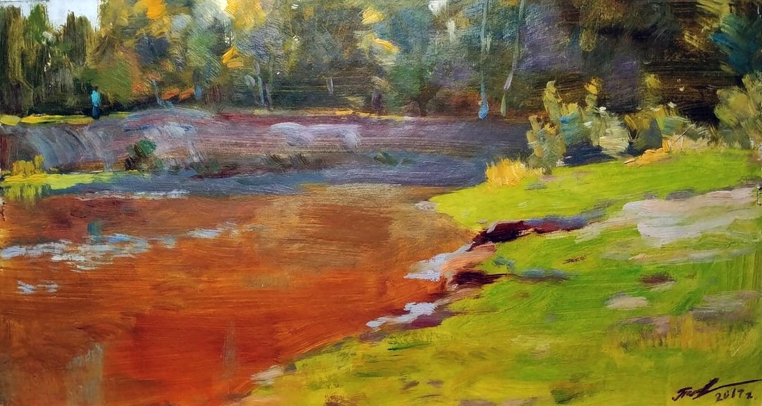 Oil painting Forest river Serhiy Polyakov: Title: Oil painting Forest river Serhiy Polyakov Description: NoGaller 54 *** ABOUT THIS PAINTING *** * TITLE: "Forest river" * ARTISTS: Serhiy Polyakov * SIZE: -x- cm/'-x- inches' * MEDIUM: oil, card